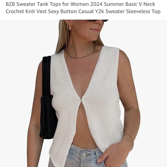 White Plunge Neck Sleeveless Crop Top - Picture 1 of 5